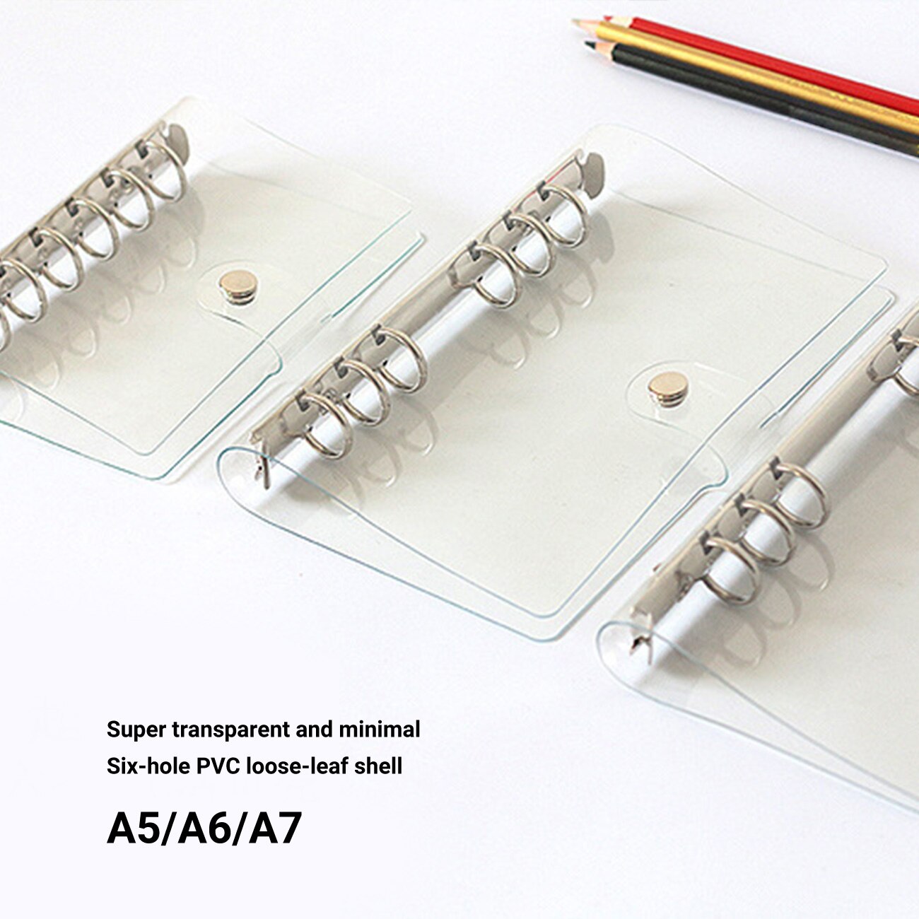 1Pc Transparent Color Plastic Clip File Folder A4/A5/A6/A7 Notebook Loose Leaf Ring Binder Planner Agenda School Office Supplies