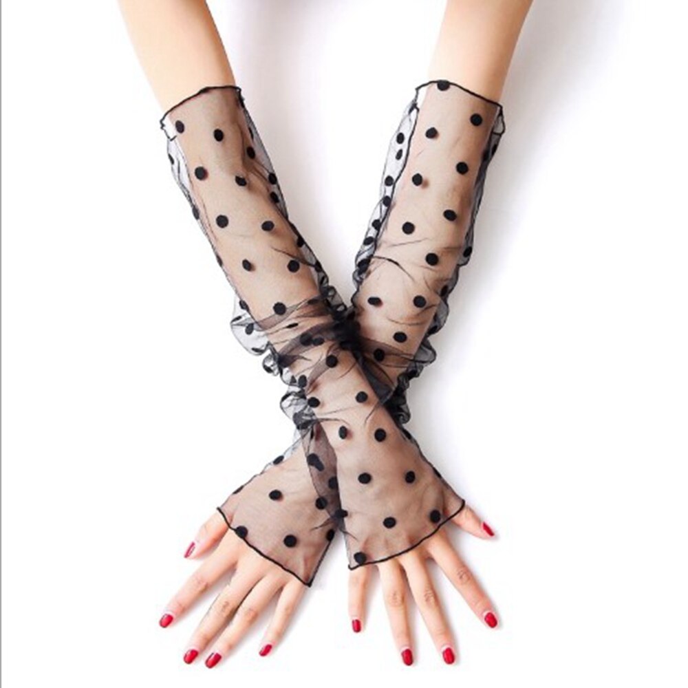 Gants de conduite à manches longues en dentelle pour femmes, Protection solaire, respirants, à la , demi-doigt, chaussettes en gaze: 10