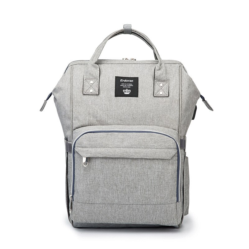 Bolsa de pañales para bebés, mochila de cama para mamá, bolsa de maternidad para cochecito, bolsa de pañales, bolsa de lactancia de gran capacidad para el cuidado del bebé, ganchos gratis: Light Gray