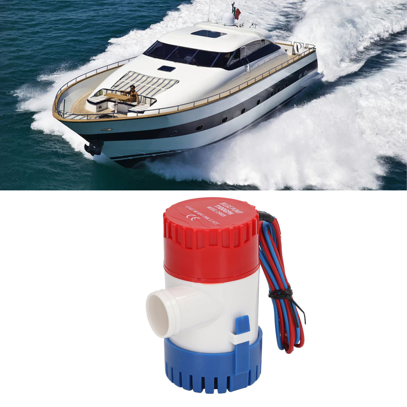 Bilge Pump 12V Electric Marine Water Pump 29mm ID Hose Submersible Boat Water Pump