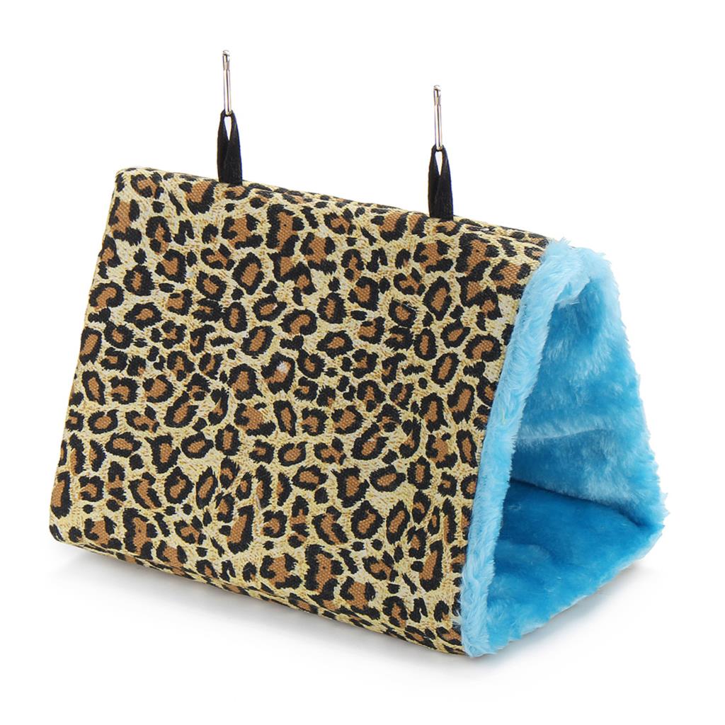 Plush Bird Parrot Hammock Warm Hanging Bed For Pet Cave Cage Hut Tent Toy House Pet Bird Parrot Parakeet Budgie: Leopard print / L