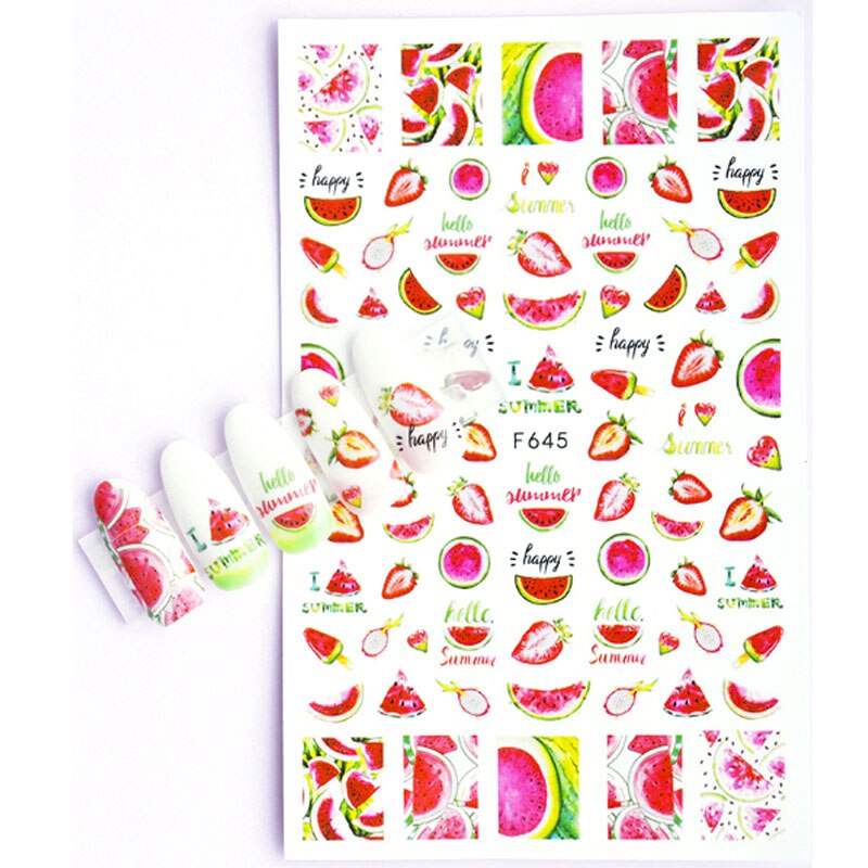 10 Stuks Vlinder Nail Sticker Valentijnsdag Nail Decal Rose Bloem Perzik Hart Vlinder