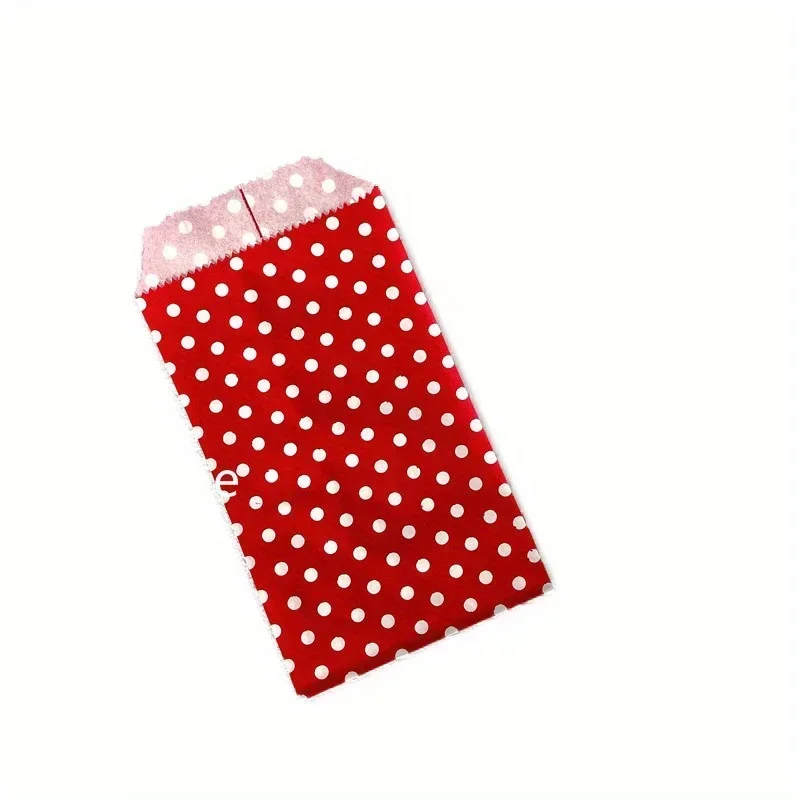 8x15cm 50pcs Kraft Paper Bags with White Polka Dot Pattern - Perfect for Weddings, Parties, and Small Business Supplies