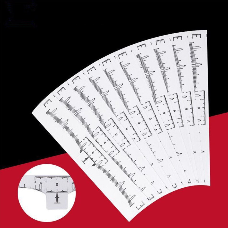 10/50/100 Pcs Accurate Permanent Makeup Eyebrow Shaping Tools Disposable Eyebrow Measurement Ruler Sticker Mdf