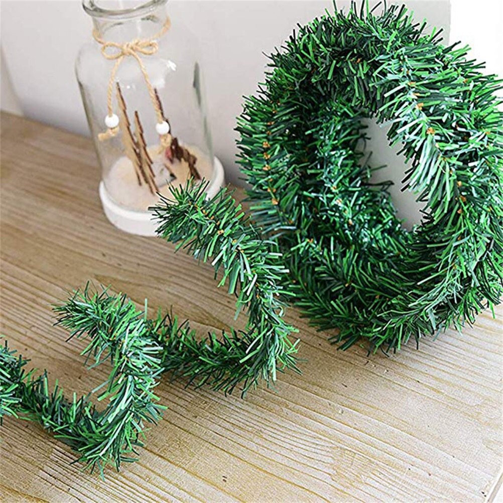 Guirnalda navideña de pino de 5,5 M, árbol de Navidad Artificial verde, guirnalda de ratán, paquete de pared de pino de Navidad para jardín, bastón de Navidad