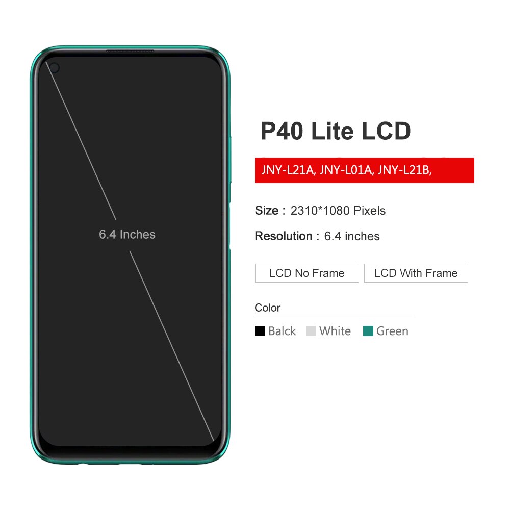 100%  getestete lcds für huawei  p40 lite lcd-display touchscreen-digitizer-einheit ersatz für huawei nova 7i jny -lx2 lcd