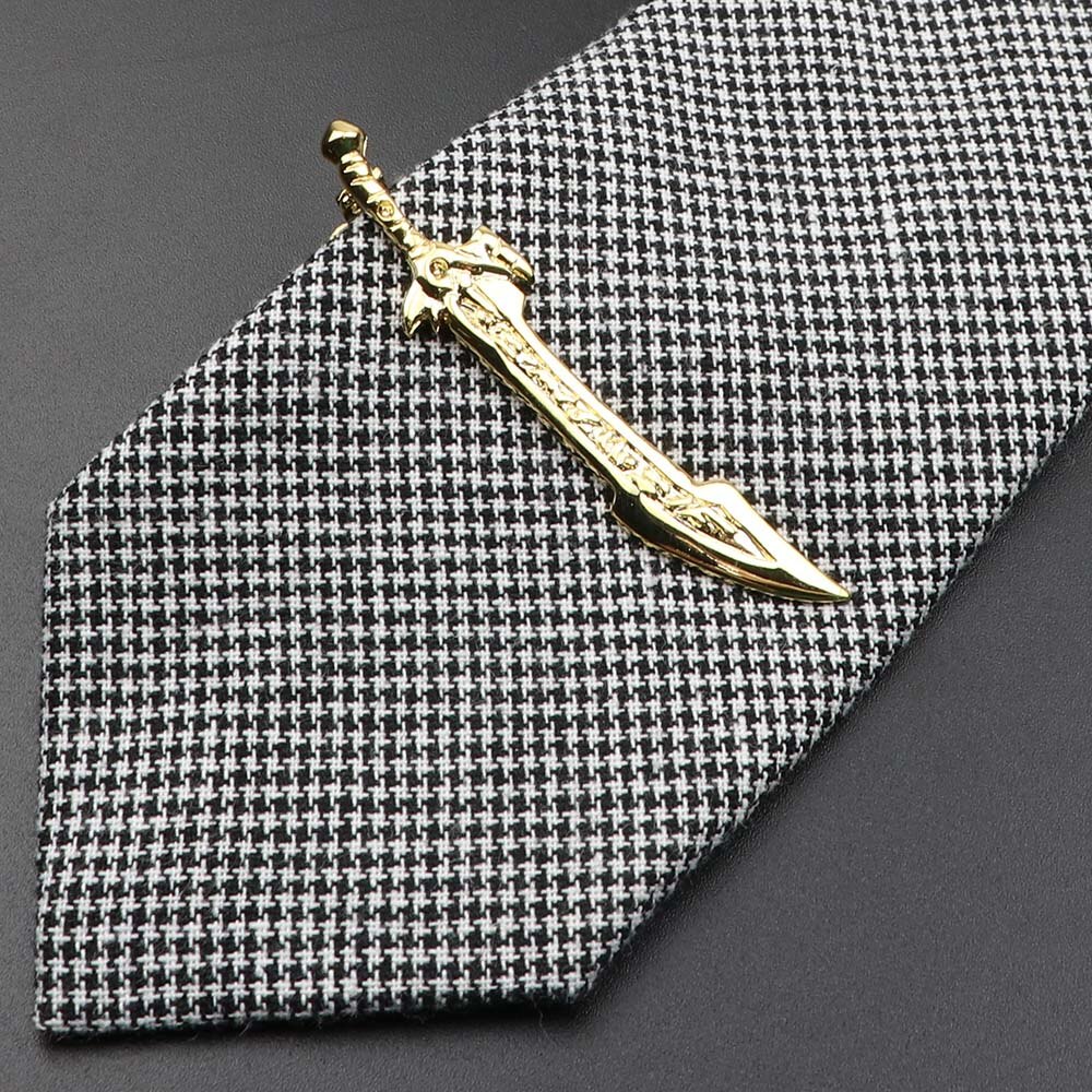 1 Piece Chrome Stainless Tie Clips Guitar lizard Dinosaur Bird Sword Pen Shape Tie Clip for Men Necktie Clips Pin For Mens