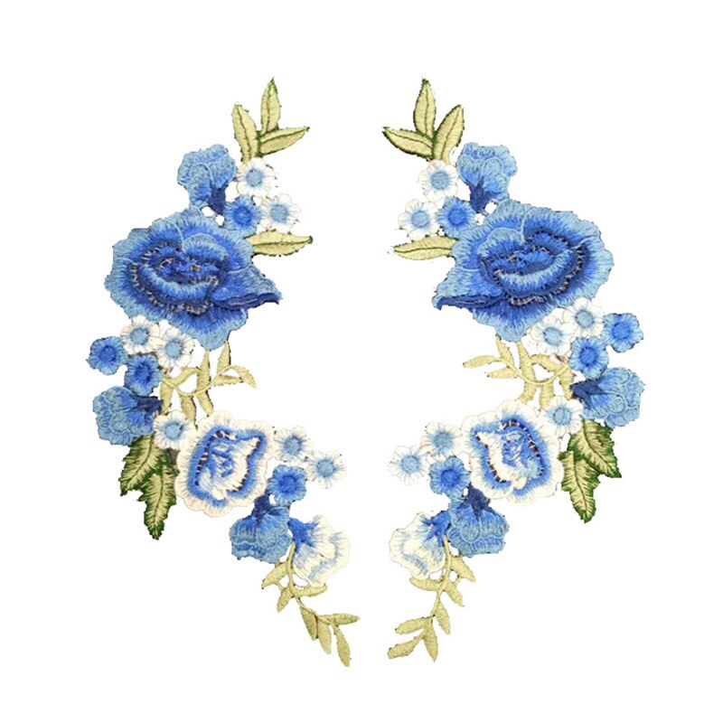 DIY Kleding Patch 1 PC/2 PCS Voor Jeans Badges Zak Naaien Borduren Ambachten Sticker Rose Bloem kleding Accessoires Applique: Blue B