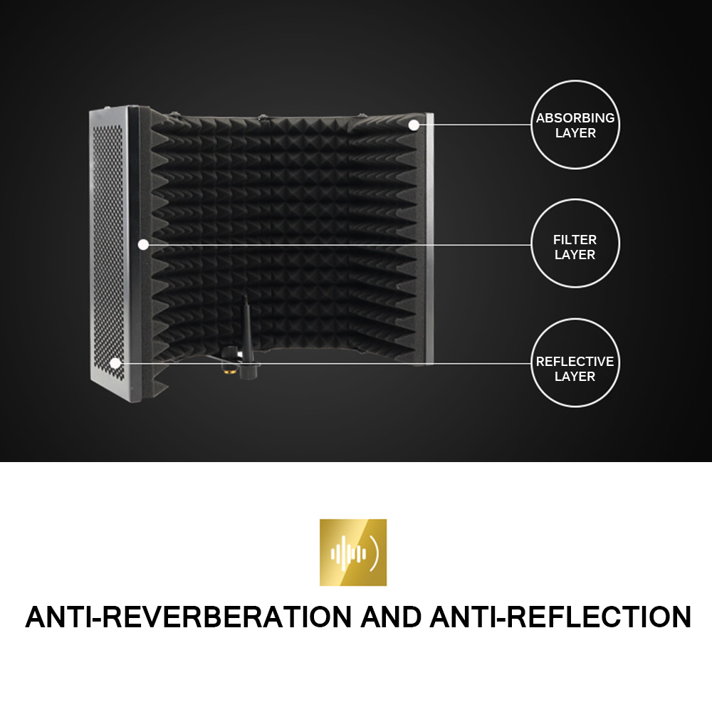 Podcast Microphone Kit Foldable Microphone Acoustic Isolation Shield Alloy Acoustic Foams Panel Studio Recording Mic Accessories