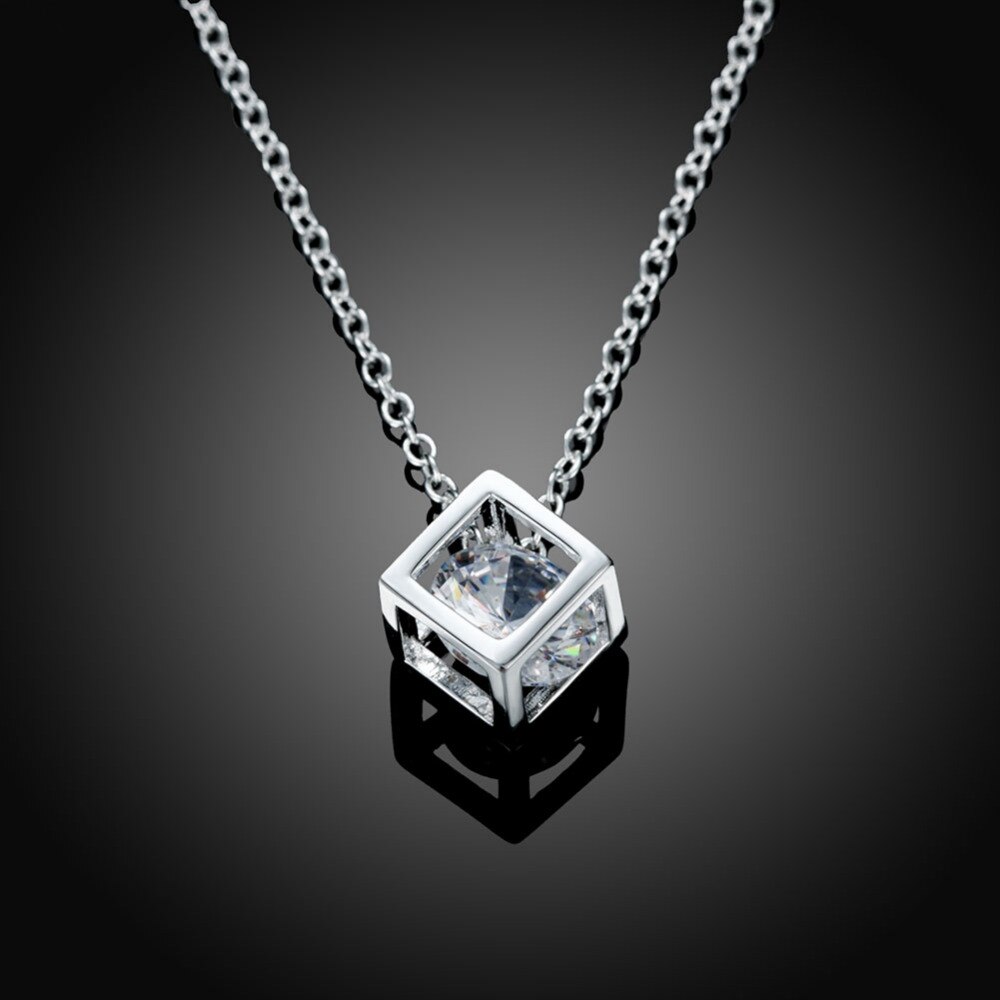 925 Sterling Silber Anhänger Halskette - 18 Zoll - Geometrisch - Feiner Schmuck für Damen