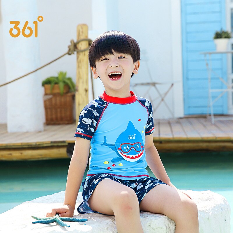 361 Shark Printed Children's Split Swimsuit Cute Baby Two Piece Bathing Suit Cartoon Swimsuit With Shorts Boys Girls Swimwear