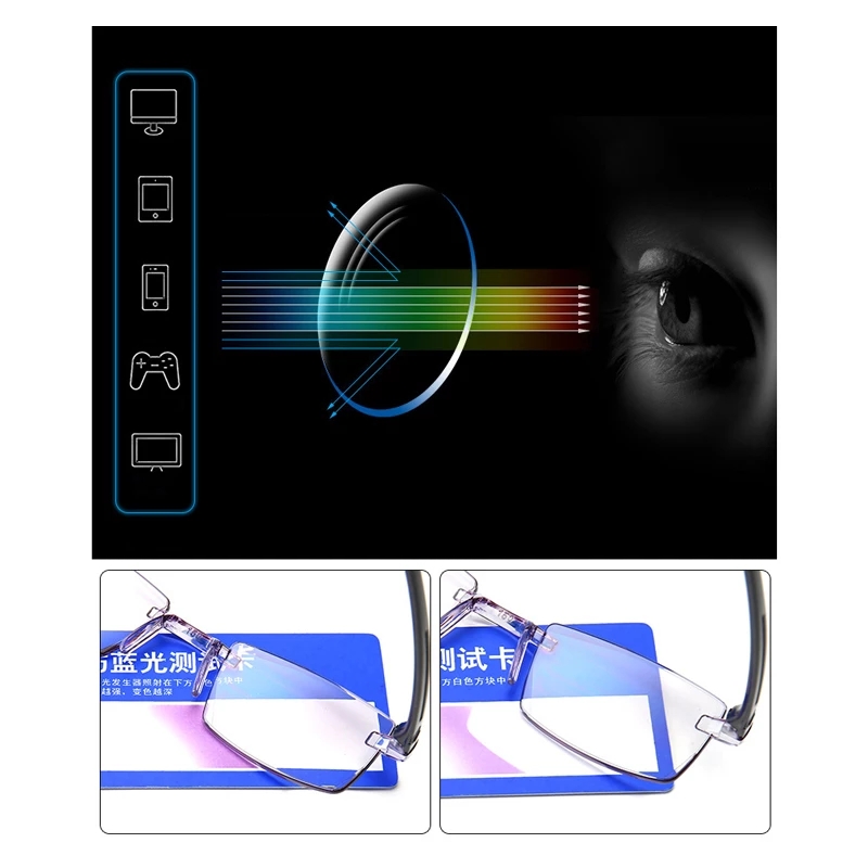 Gafas de lectura con dioptrías, gafas sin montura, gafas de para hombres y mujeres, gafas graduadas antiluz azul, lentes de descanso, gafas para ordenador