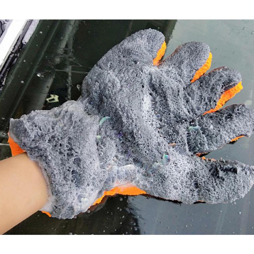 Doppel-seitige Korallen Vlies 5-Finger Handschuhe Multi-funktion Reinigung Handschuhe