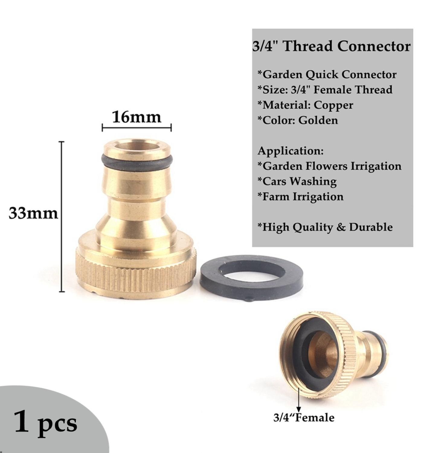 1pcs 1/2" 3/4"Garden Quick Connector Copper Thread Mental Joint Irrigation Hose Fittings Watering Tube Accessories Pipe Adaptor: 3l4in Connector(J)