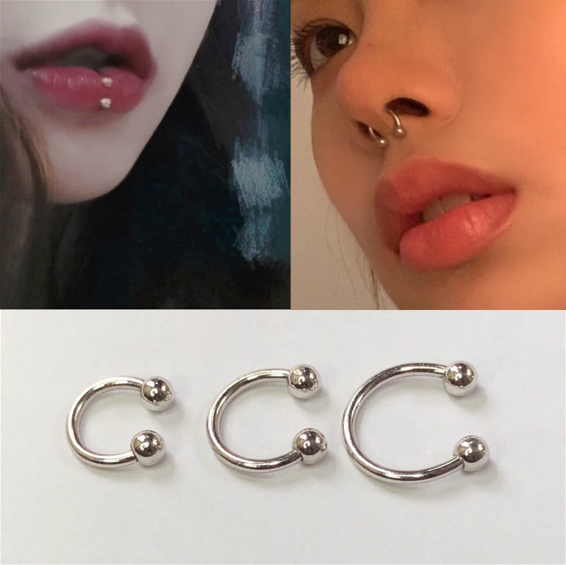 2 stücke 925 Sterling silber Labret Nippel Reifen Nase Augenbraue durchbohren Hufeisen kreisförmig Ring durchbohren körper Schmuck