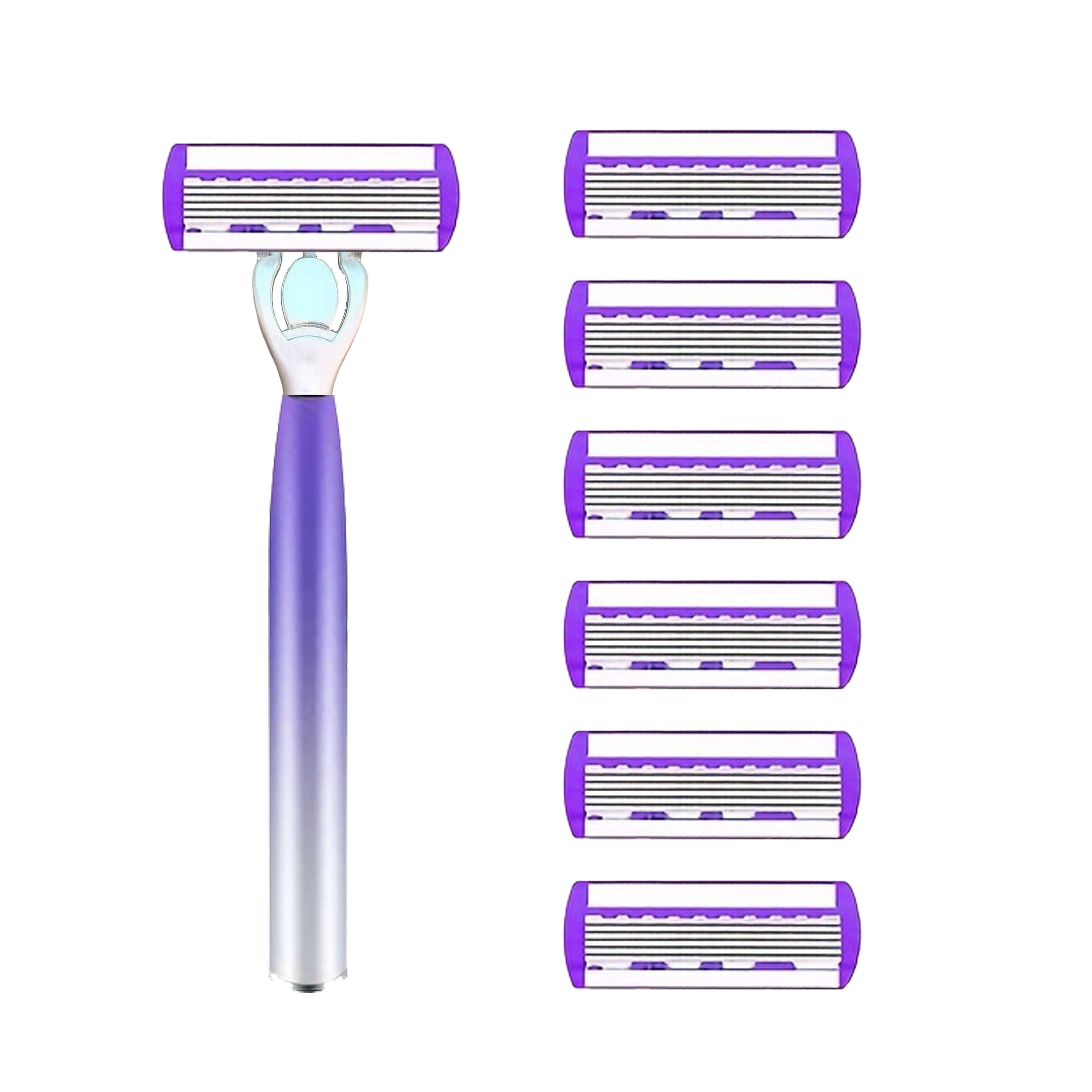 Maquinilla de afeitar con cuchilla de 6 capas para mujer: afeitado suave y indoloro para piernas y axilas | Herramienta de depilación manual de acero inoxidable: Naranja