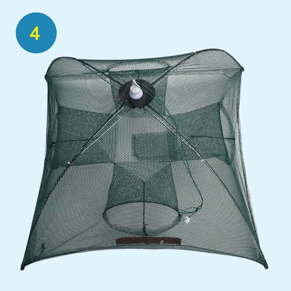 WALK FISH Strengthened 4-16 Holes Automatic Fishing Net Shrimp Cage Nylon Foldable Crab Fish Trap Cast Net Cast Folding Fishing: 4 Sides 4 Holes