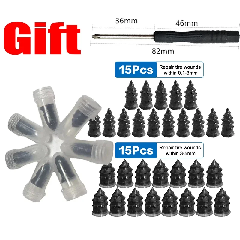 10/20/30 Stuks Vacuüm Band Reparatie Nail Bandenpunctie Schroeven Motorfiets Fitting Set Tubeless Wiel Reparaties lekke banden Kit Patches: Zilver