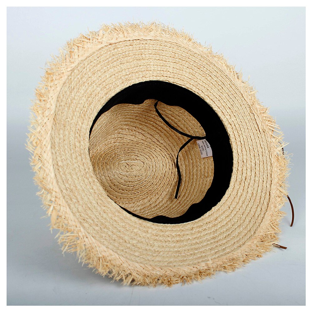 Japan raffia halm sommer kvinder rejser strand solhat dame bohemia bred skygge panama solhat solhat str. 56-58cm