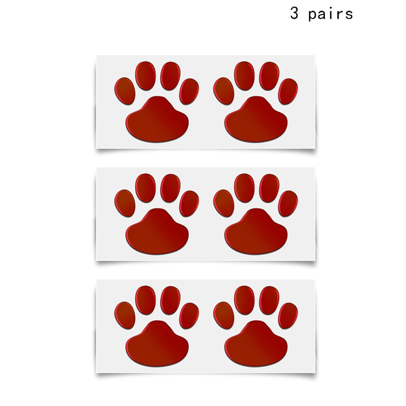 4Sheet Car Stickers Decals Paw 3D Animal Dog Cat Foot Prints Decal Car Motocycle Sticker Car Accessories: WHITE