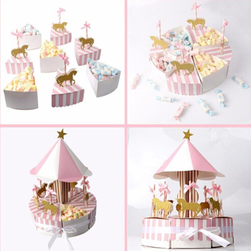 Carrusel de de papel de caja de boda y de bebé ducha caja de dulces decoraciones para de cumpleaños de los niños