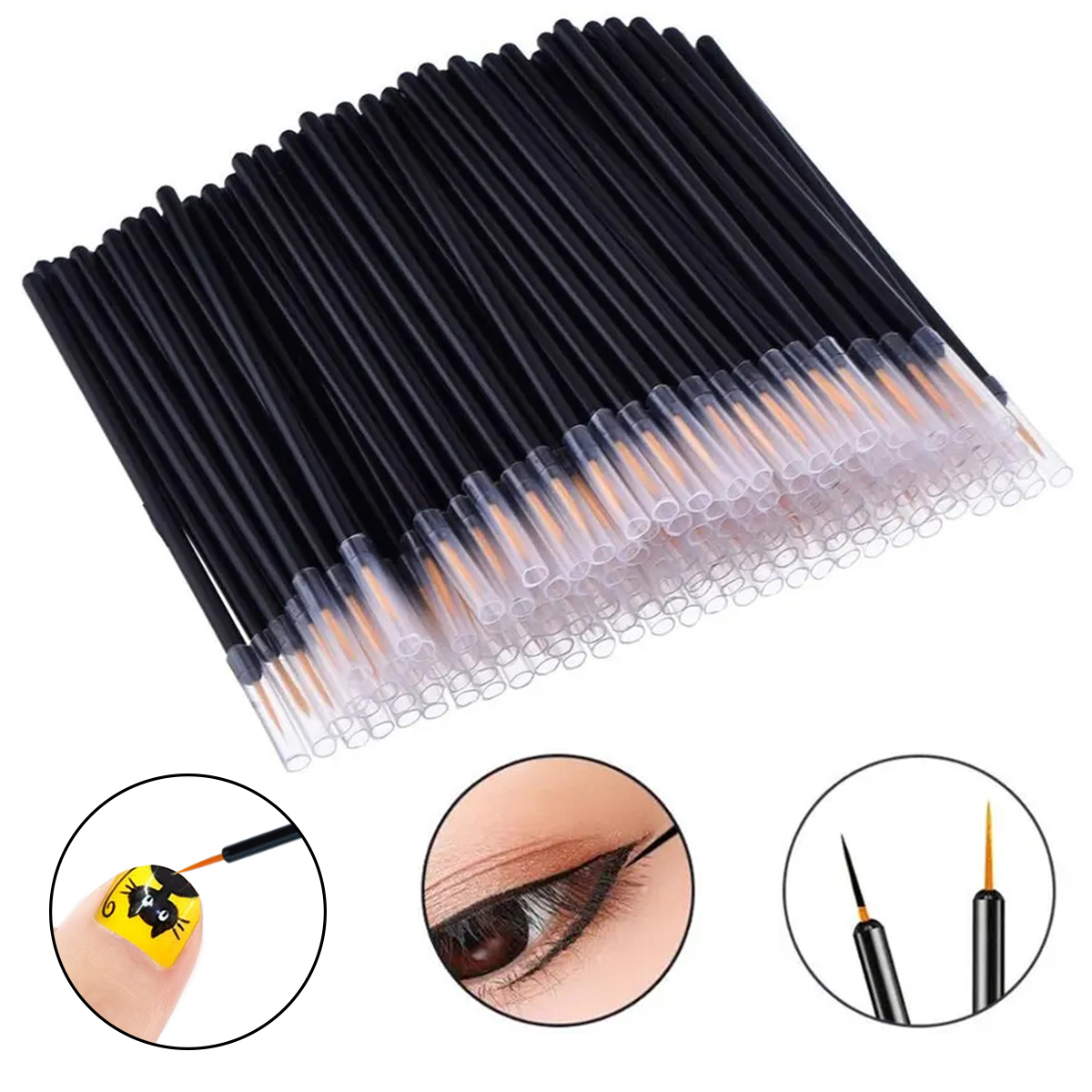 50 Uds. Pincel desechable para decoración de uñas delineador de ojos herramientas de maquillaje manicura pintura pluma herramienta pinceles