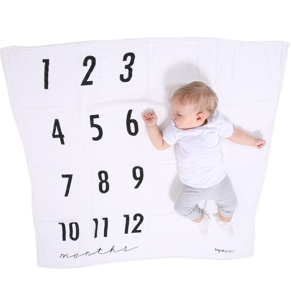 Baby Infants Blanket Mat Photography Prop Monthly Growth Photo Baby Blanket Muslin Wrap Cotton Bamboo Fiber Sleeping Swaddle