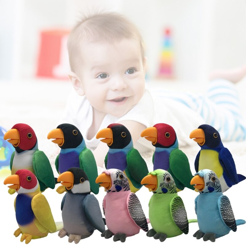 Multifunktions Elektrische Plüsch Papagei Sprechen Reden Wiederholen Winken Vogel Puppe Spielzeug L9CD