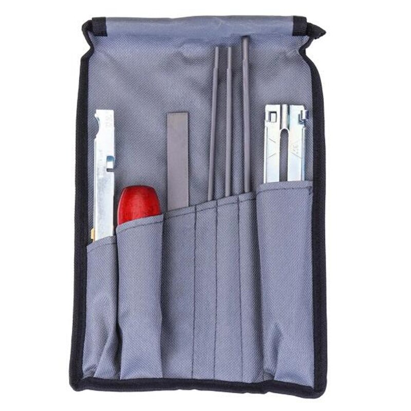 9pcs/set Chainsaw Sharpener Round Flat File Depth Gauge Holder Wooden Handle for Sharpening Filing Maintenance Tools