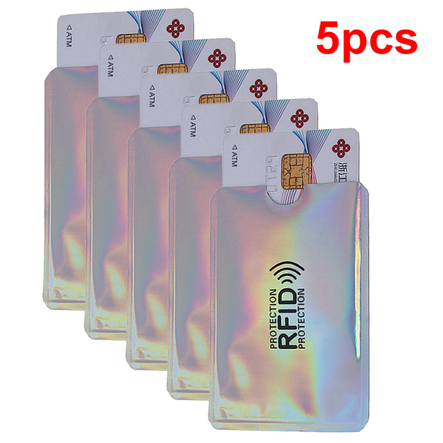 5pcs Anti Titular do Cartão NFC Rfid Bloqueio Bloqueio de Leitor De Id Titular Do Cartão de Banco Caso do Cartão de Crédito Caso De Proteção De Metal alumínio Travesseiro: silver