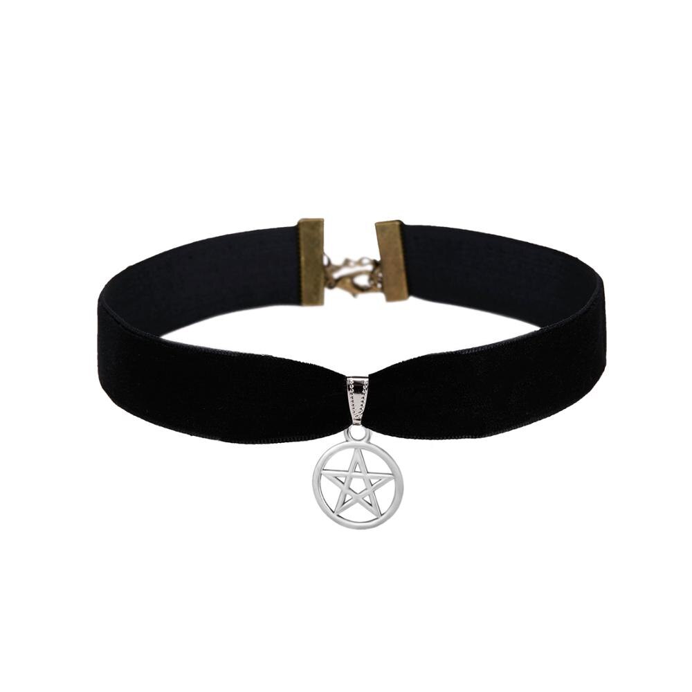 Choker Ketting Zwart Kant Fluwelen Strip Vrouw Kraag Partij Sieraden Ketting Handgemaakte Lederen Touw Sneeuwvlok Ster Sleutelbeen Keten: 6