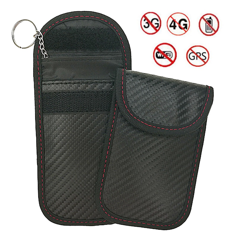 Rfid Signal Blokkeren Autosleutel Tas Sleutelhanger Klep Faraday Kooi Pouch Voor Autosleutels Stralingsbescherming