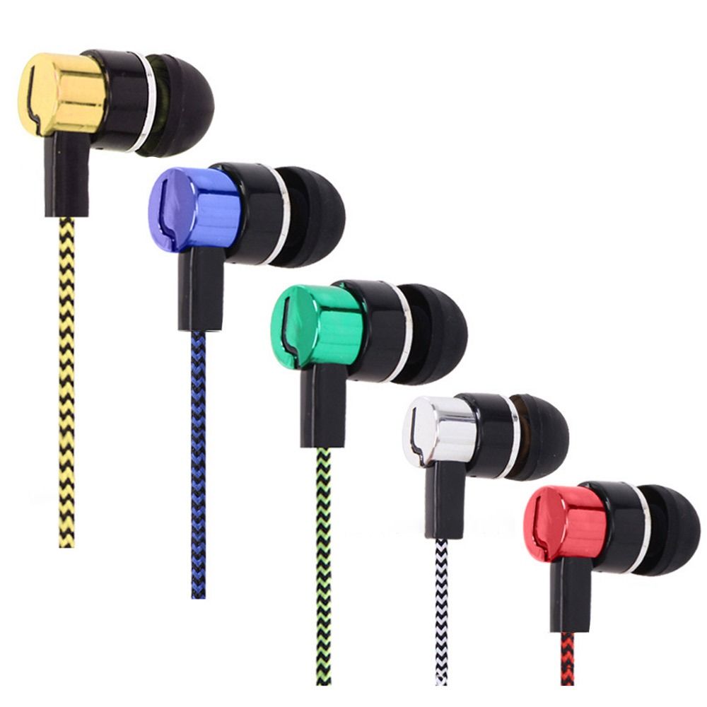 Cable Headset Stereo In-Ear Earphone Bass Earpiece 3.5mm Earbuds Nylon Weave Portable HiFi Headphone Mobile Phone Computer MP3