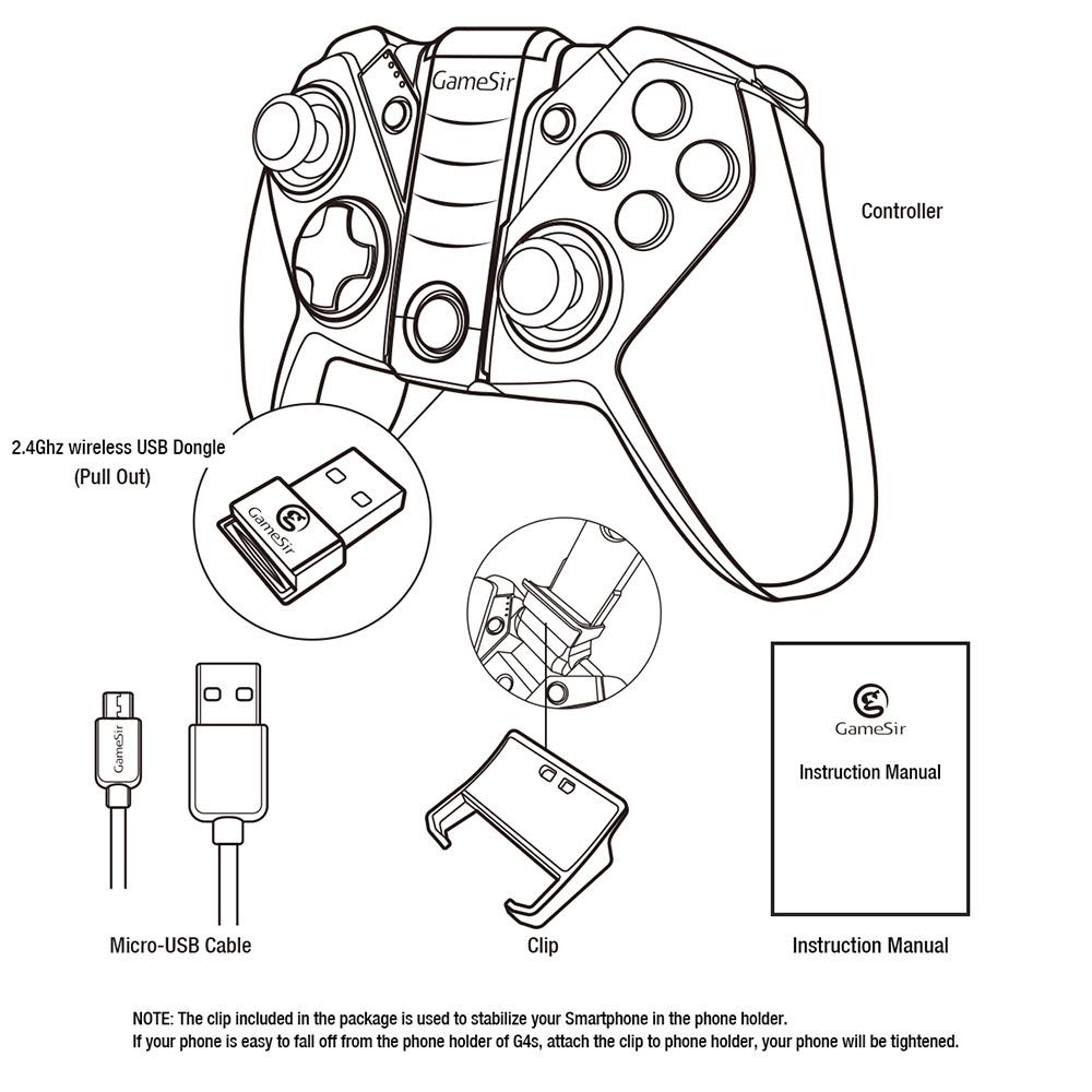 100% Original GameSir G4s Bluetooth 4.0/2.4G Wireless 800 mAh nes Gamepad Game Controller snes joystick for Android PC PS3