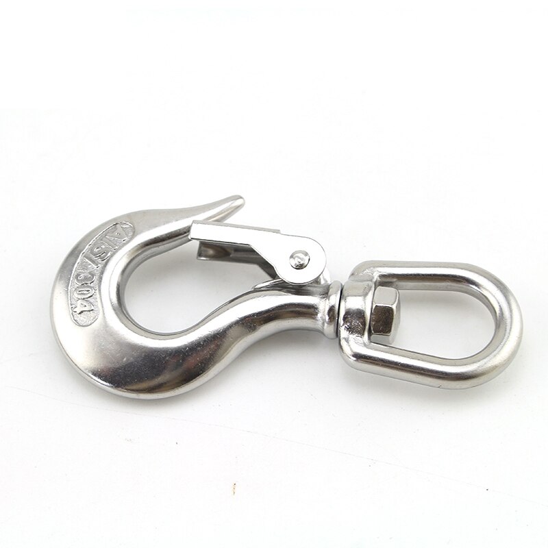 304 Stainless Steel Swivel Snap Hook Cargo Hook Grab Hook Rotating Ring Hook Pull Hook Load-Bearing Cargo Hook