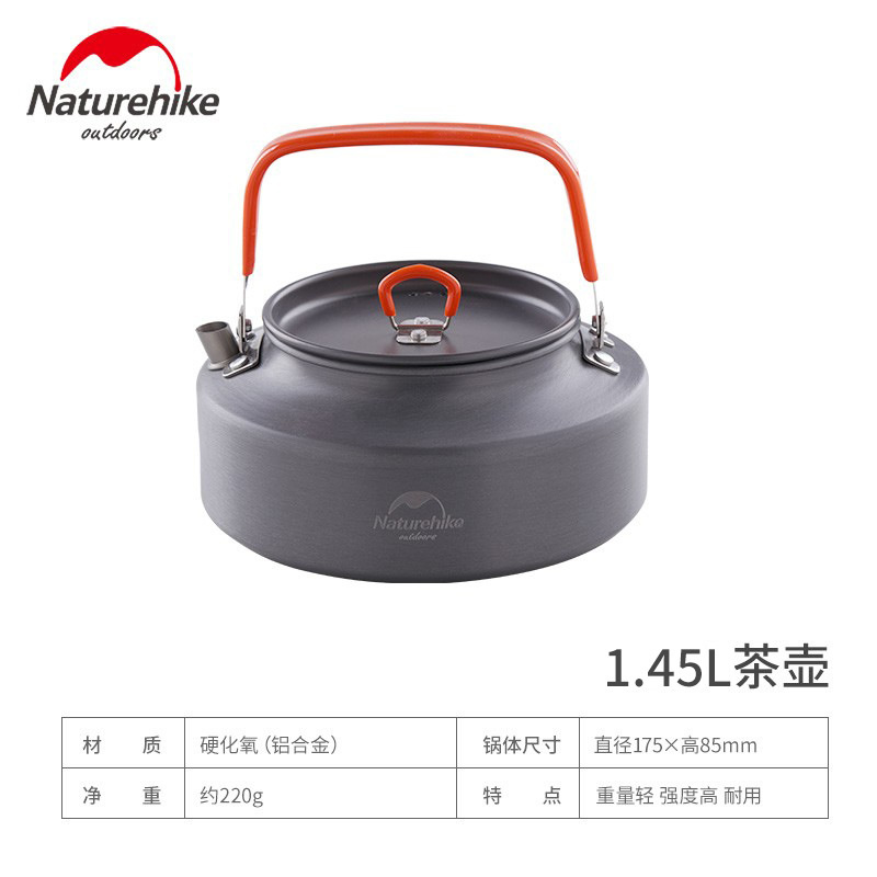 Naturehike Tragbare draussen Camping Teekanne Leichte Wasserkocher Kaffee Topf Trinken Tee Wasserkocher 1,1 L 1,45 L 1,6 L: grau 1.45L