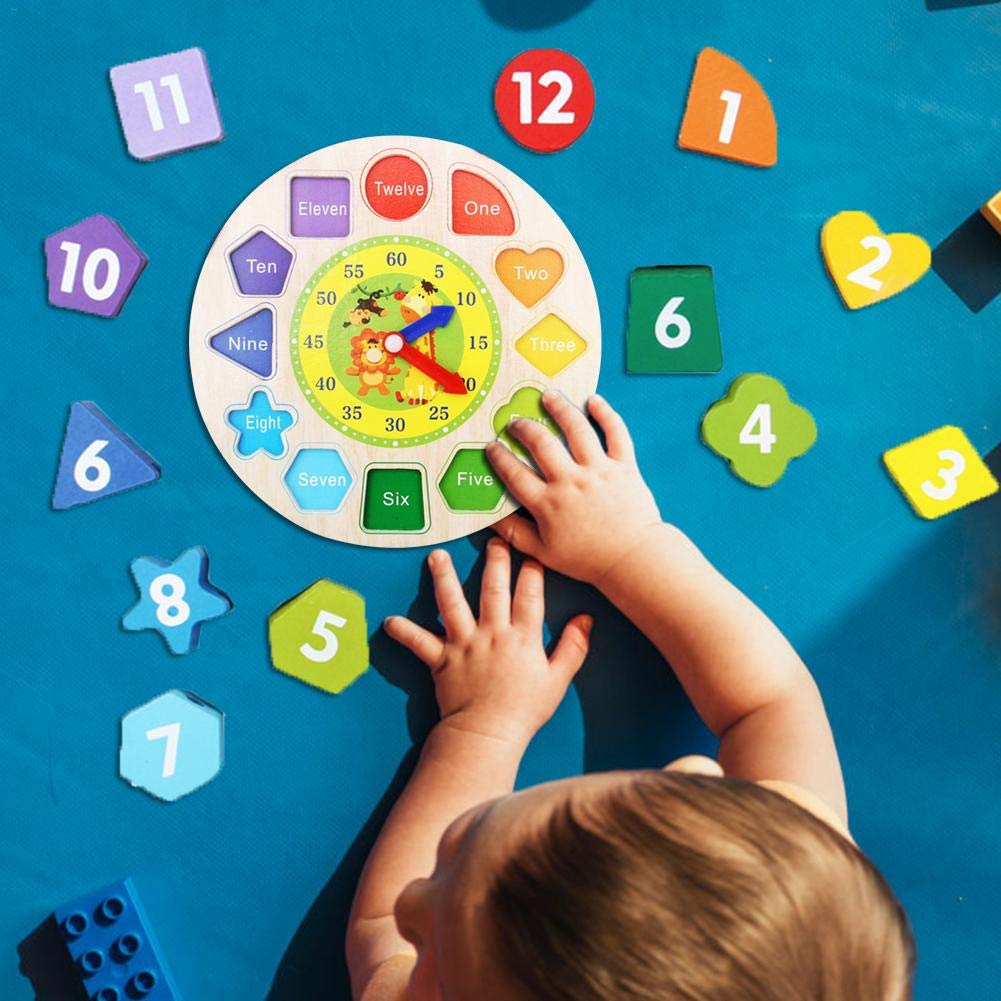 1 Pcs Klok Speelgoed Nummers Vormen Sorteren Blokken Houten Educatief Voor Kinderen Kids AN88