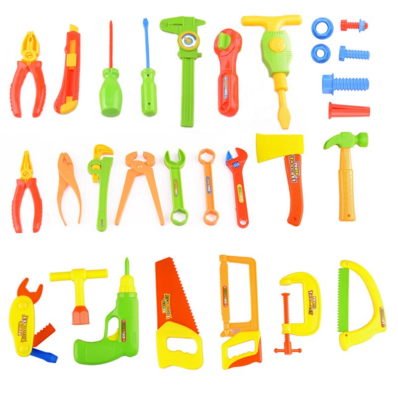 34 Stks/set Baby Kids Tool Speelgoed Reparatie Instrumenten Kit Building Tools Cosplay Ax Timmerwerk Pretend Play Voor Jongens Educatief Speelgoed