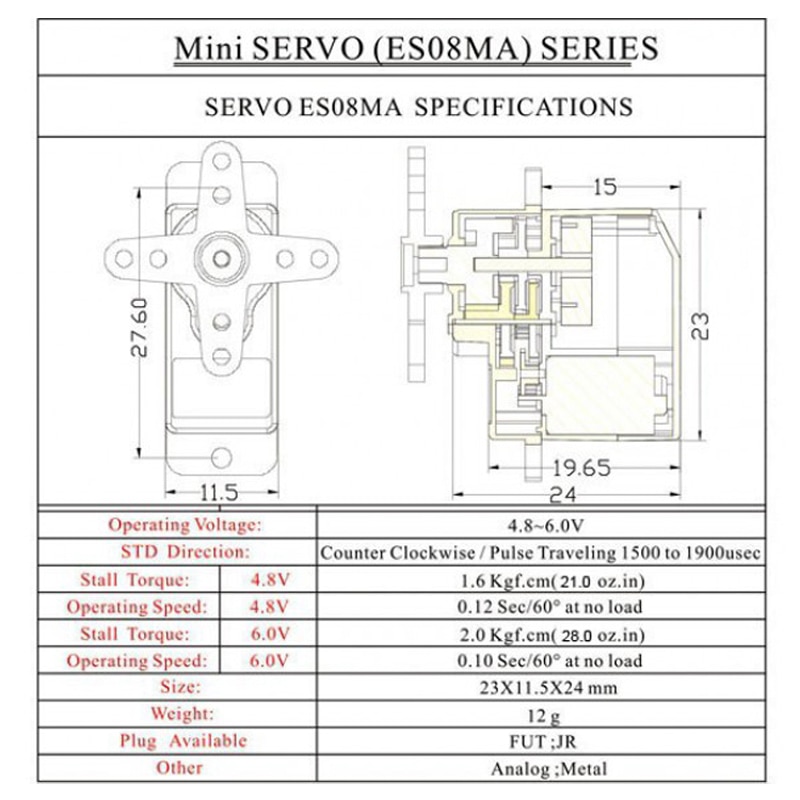 Axial SCX-24 DEADBOLT Upgrade metal gear micro servo 20oz .10 s coreless upgrade