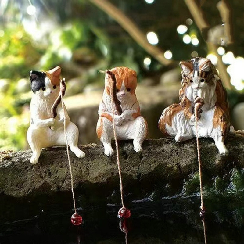 Vissen Kat Ornamenten Aquarium Landschapsarchitectuur Aquarium Decoratie Mini Kat Standbeeld Aquarium Accessoires Huishoudelijke Benodigdheden