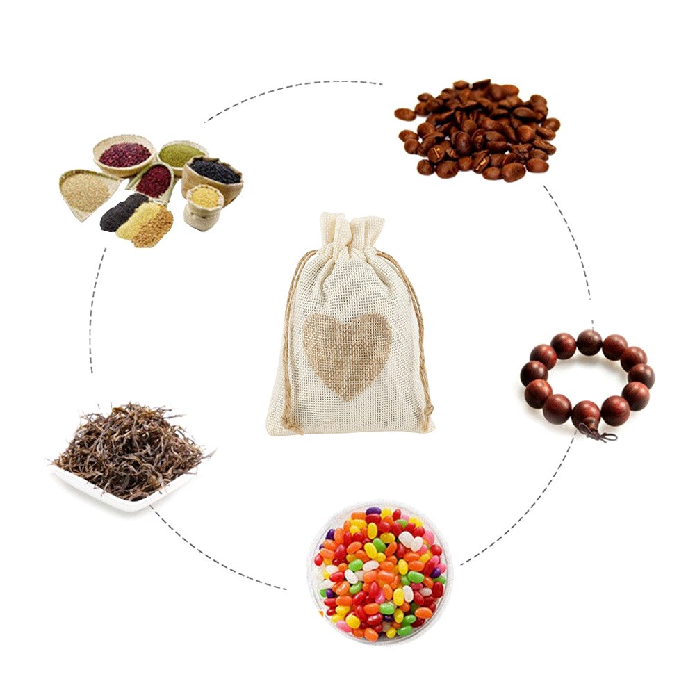 20 paczek lniane worki jutowe serce etui ze sznurka cukierki kieszenie na prezenty na wesele urodziny świąteczne świędo dziękczynienia