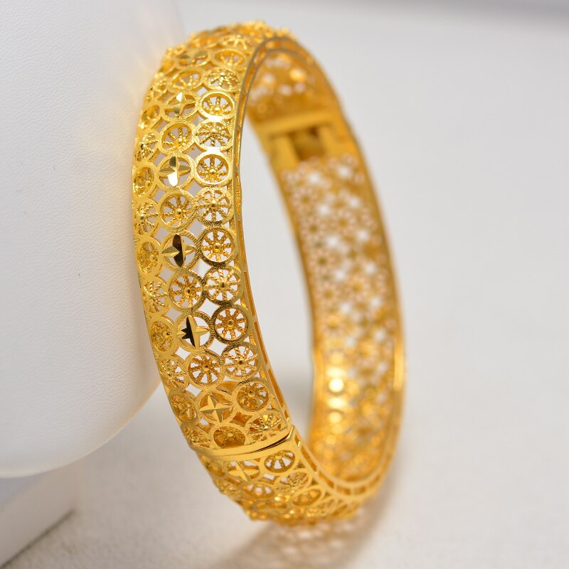 Dubai Goud Kleur Mannen Vrouwen Armband Vacuüm Gouden Kleur & Koper Brede Bangle voor Vrouwen Hand Chain Sieraden Ethiopische/ arabNigeria: 2