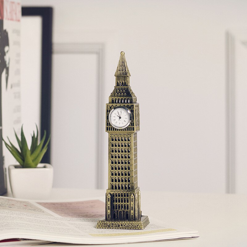 Vintage Tafel Klok Europese Londen Big Ben Model Creatieve Metalen Antiek Stijl Klokken Souvenirs Ambachten Desktop Woondecoratie