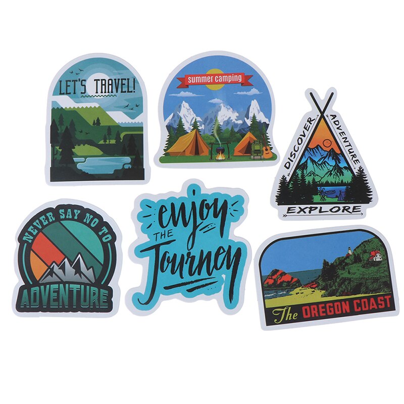 50Pcs Camping Landscape Sticker Outdoor Adventure Suitcase Laptop Guitar Sticker