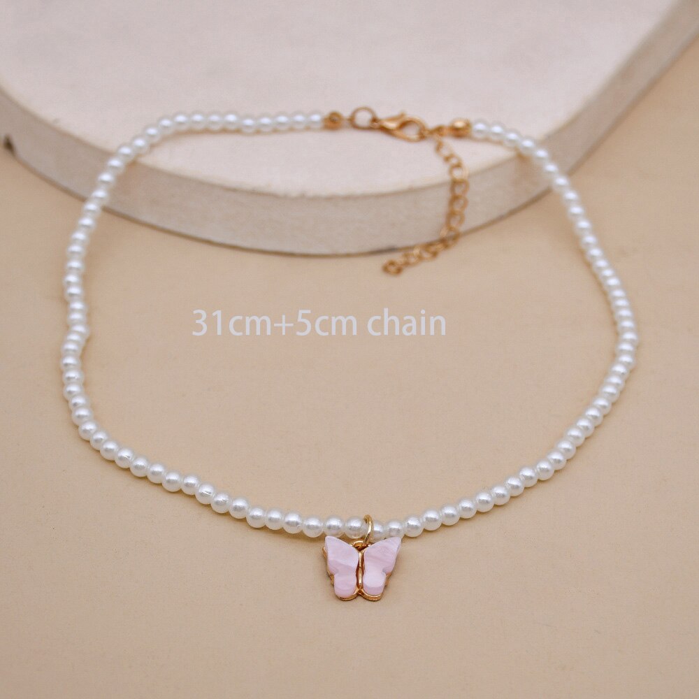Shining CZ Cute Butterfly Pendant Charm Clavicle Choker Butterfly Necklace for Jewelry Women Girl: hdxl12p03
