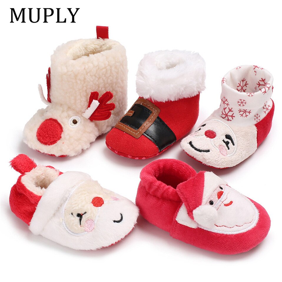 Kerst Stijl Eerste Wandelaars Warm Houden In De Winter Baby Jongens Meisjes Schoenen Flock Peuters Sneakers Zachte Baby Laarzen