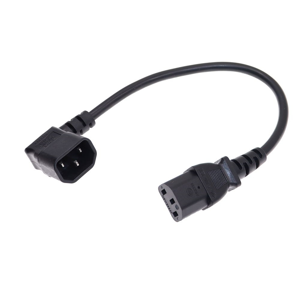 IEC60320 C13 Angle Converter Angle Extension Cable C13 to C14 PDU Up Down Right Angle Power Cables Male to Female AC Power Cord: black