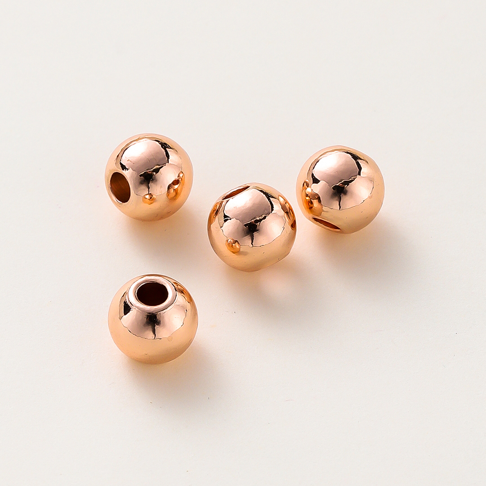 Lote de 20-100 unidades de cuentas de cobre chapadas en platino, abalorios redondos y sueltos de 14K y 18K, para joyería artesanal, collar y abalorios: Verde / 3 mm