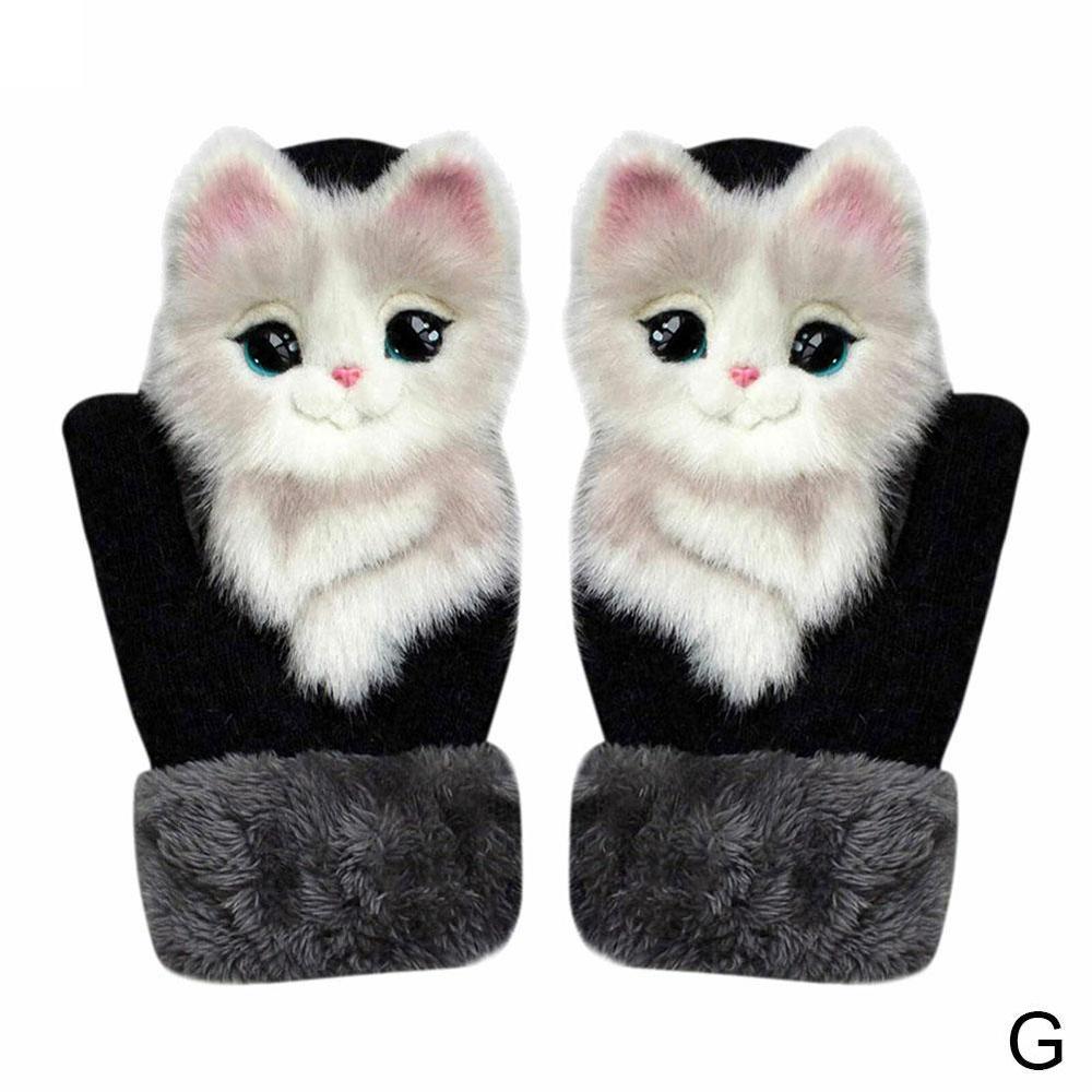 Animal Cat Dog Panda Racoon Kid Winter Warm Soft Princess Girl Mittens Full Long Gloves Fingers Cute L3E8