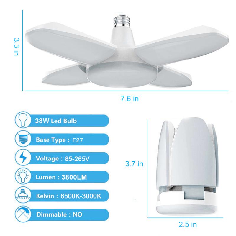 Super Helle Industrielle Beleuchtung 38W E27 LED Fan Garage Licht 6500K 3800LM AC 85-265V LED hoch Bucht Industrielle Lampe Für Werkstatt